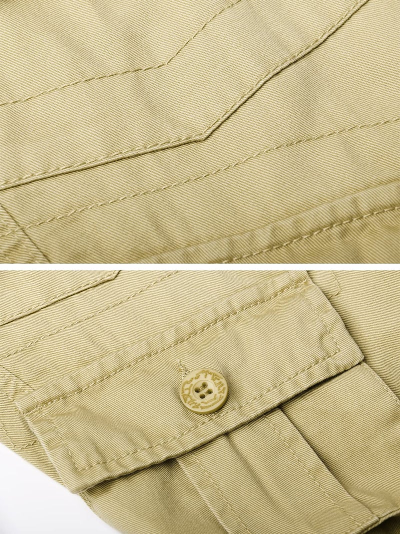 OCHENTA Men's Cotton Casual Cargo Work Pants Military Tactical Combat with 8 Pockets Hiking Khaki 34 - Image 5